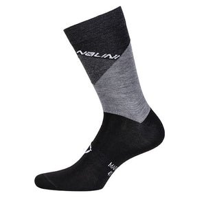 Nalini Merino Wool Tall Cycling Socks - Black/Grey