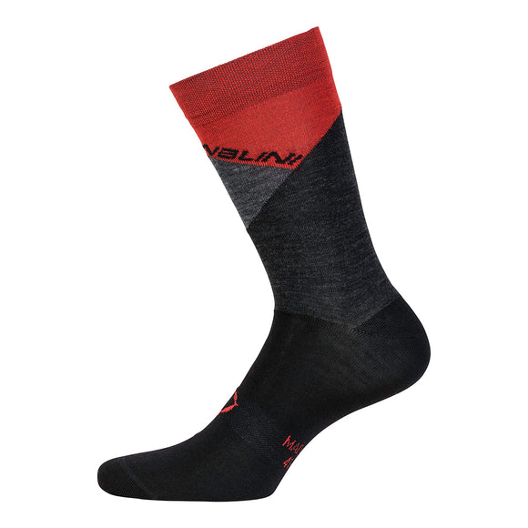 Nalini Merino Wool Tall Cycling Socks - Black/Red